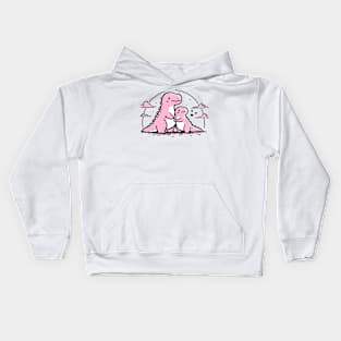 Dino celebrating valentine's day Kids Hoodie